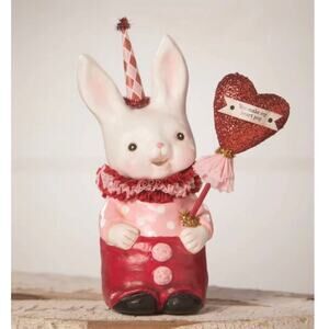 Bethany Lowe Valentine Snuggle Bunny Red Pink Polka Dot Heart Valentine’s Day